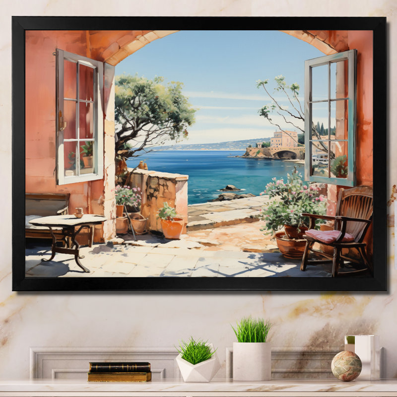 La Dolce Creativita Beachside I sur toile, Cadre photo noir, H 12 po x l 20 po x P 1 po