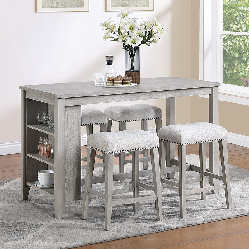 Ensemble de comptoir 5 pièces, Gris clair, Gris clair, Gris clair, Gris clair, H 36 po x l 58 po x P 28 po