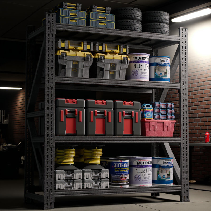 Heavy Duty Metal Adjustable Garage Shelves, 4000lbs Storage Rack (69"h X 59"w X 23.6"d) Industrial Shelving Unit For Warehouse, Black
