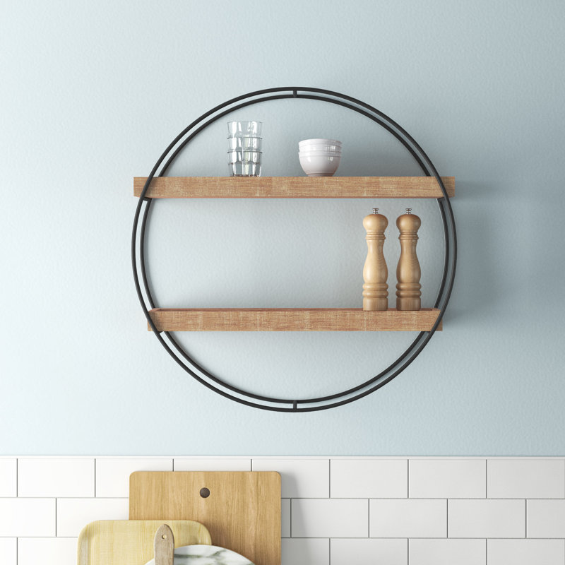 Kirtland 2 Piece Circle Industrial Pipe Shelves