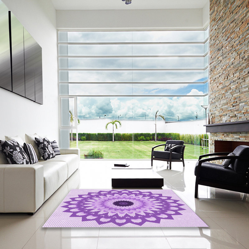 Tapis mauve en laine, Carré 5 pi