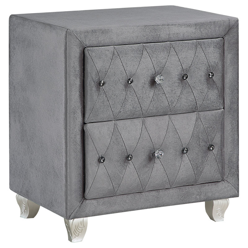 Table de chevet 2 tiroirs Haowen, Gris