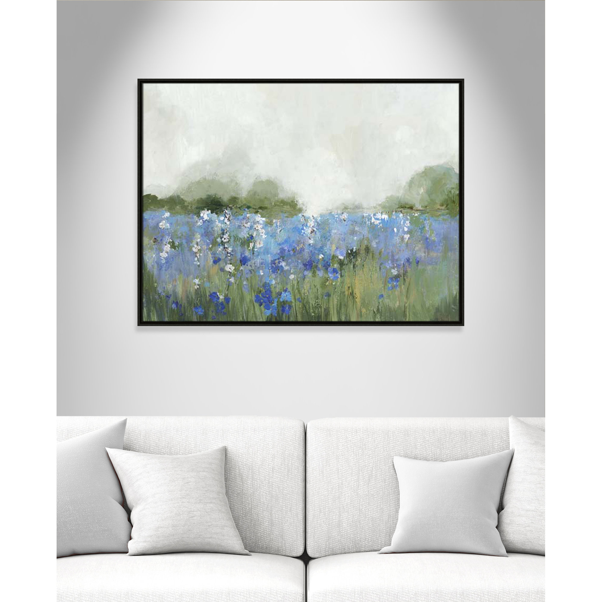 Meadows Bluebells Field by Allison Pearce, Espresso Framed, 31.5" H x 41.5" W x 2" D