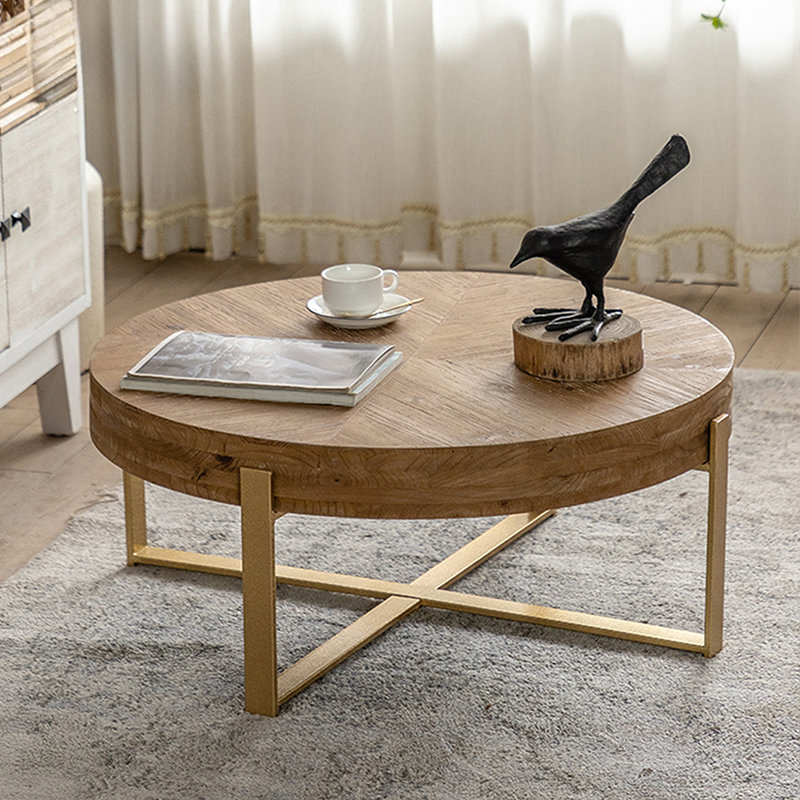 Retro Solid Wood Round Coffee Table