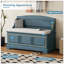 Banc de rangement pour chaussures rétro avec dispositifs de fermeture en douceur, rangement caché et coussin pour l'entrée, le couloir, le salon-129895026-129895028