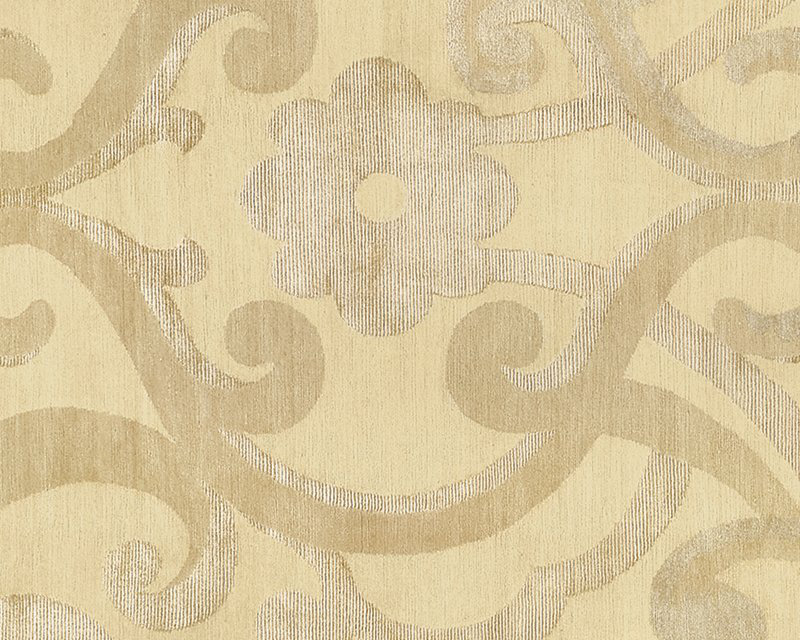 Assumed Damask Area Rug in Beige/White, Rectangle 10' x 14'