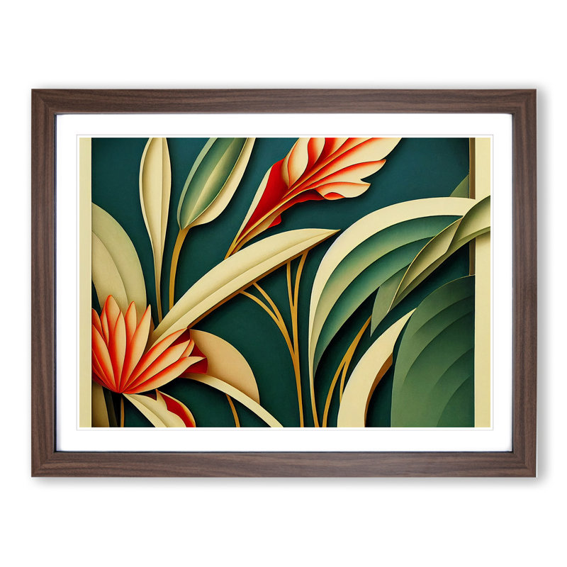 Head Turning Flowers Deco 1 Piece Single Picture Frame Wall Art, 25cm H x 34cm W x 2cm D, Walnut