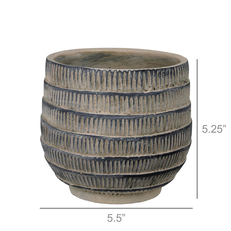 Hubble Rustic Ridged Pot Planter, Brown, 2