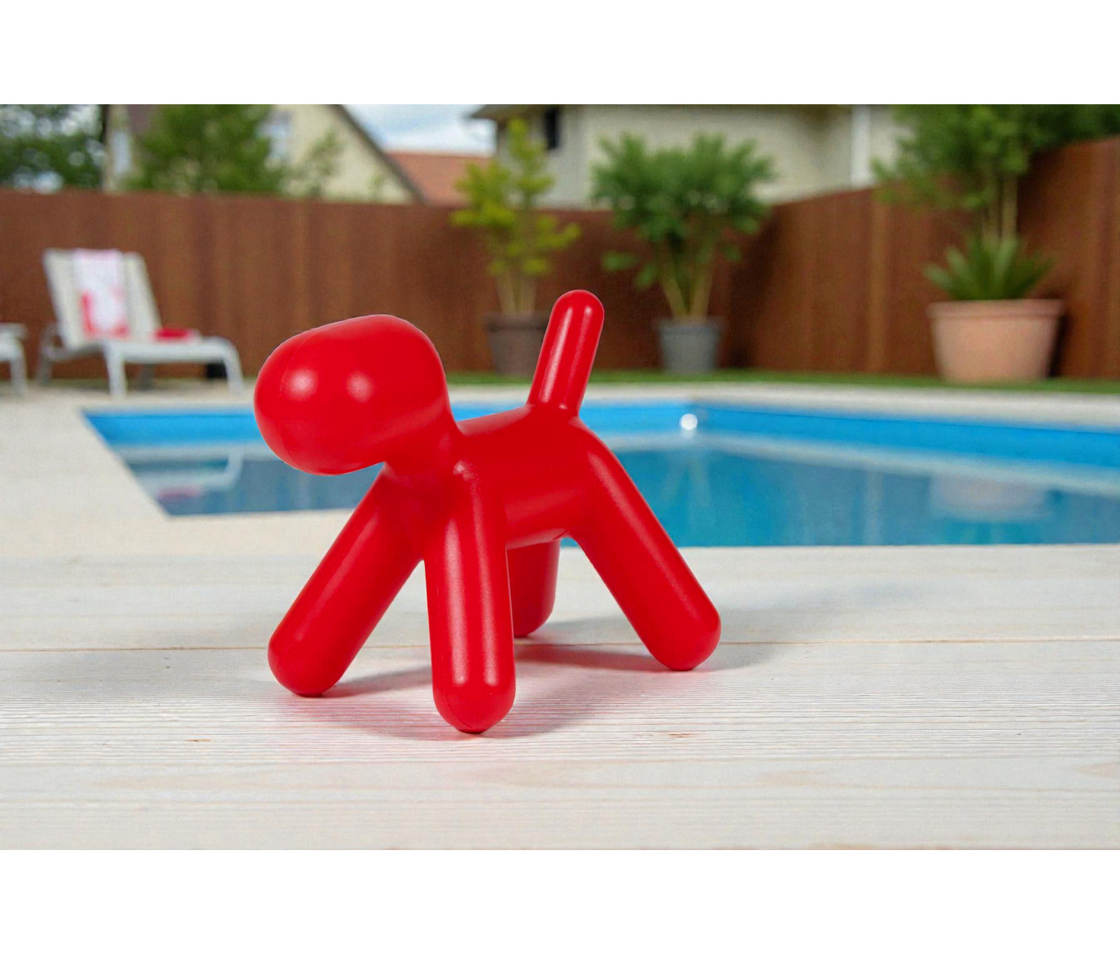  Pangea Home Pooch Lanclos Small Red Outdoor Decorative Accent – Modern Weather-Resistant Dog Figurine for Patio, Garden, Porch, or Lawn Décor