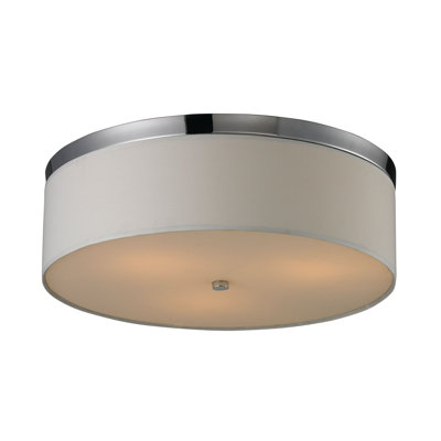 17'' Wide 3-Light Flush Mount - Polished Chrome