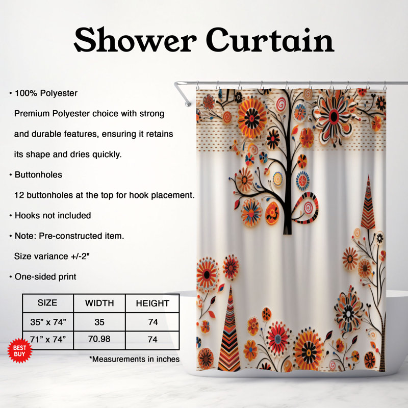 Ethnic Patterns - Premium Shower Curtain, 74"H x 71"W