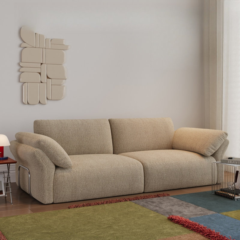 Canapé droit en chenille lavable Mid-Century
