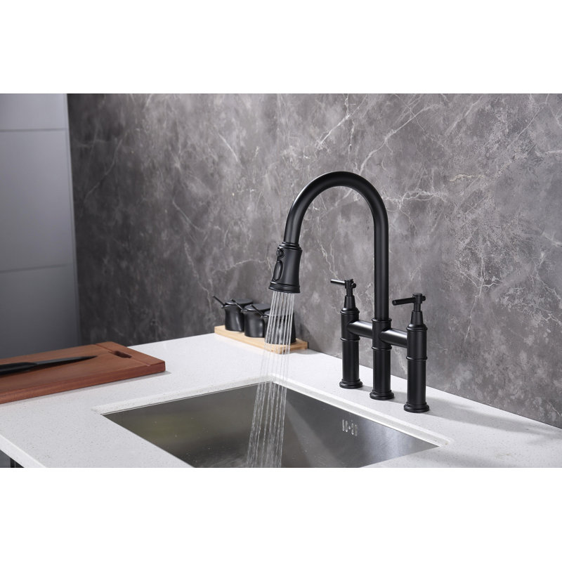 Bridge Kitchen Faucet With Pull-Down Sprayhead In Spot