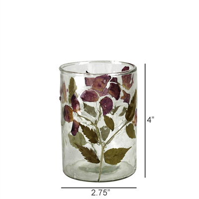 Enamel Hurricane, Roses - Sm, 4" H x 2.75" W x 2.75" D