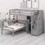 Lit mezzanine avec lit autonome, escalier de rangement, bureau, tablettes et tiroirs-799042406