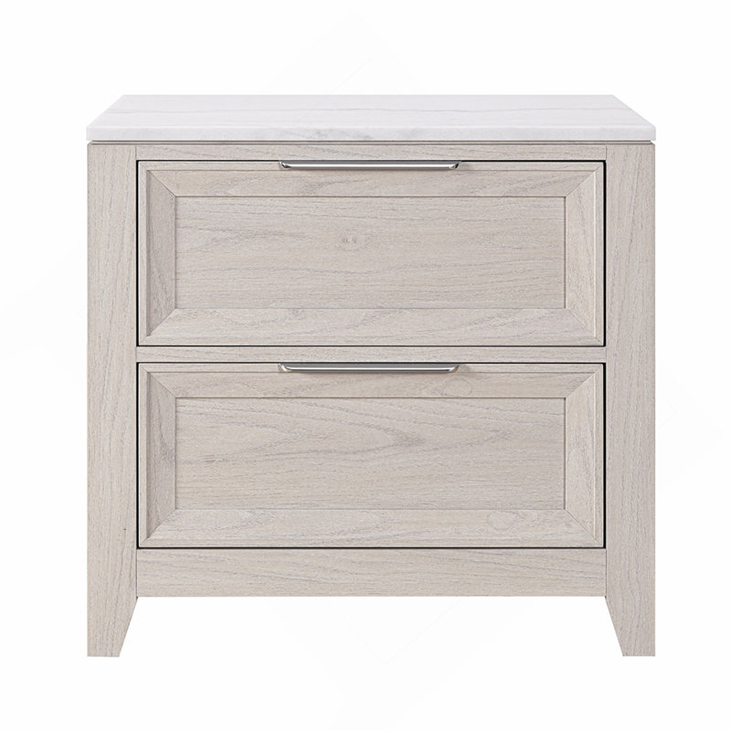 Table de chevet beige, H 26,3 po x l 27,1 po x P 17,09 po, Blanc / beige, Blanc