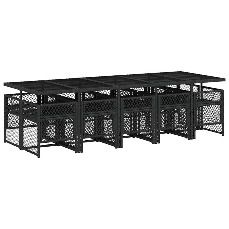 Patio Dining Set Table,, Cream White, 73cm H x 275cm W x 106cm D, Black