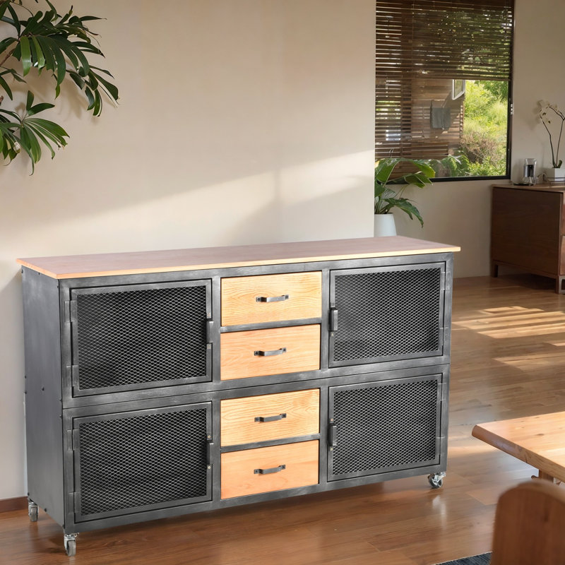 Kerchner Accent Cabinet, Silver/Light Brown