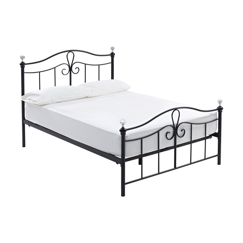 Metal Bed, Double (4'6), Black Gloss