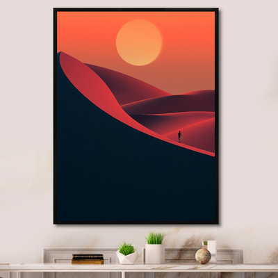 Soleil levant, horizon, désert sur la planète Mars II - désert, art mural