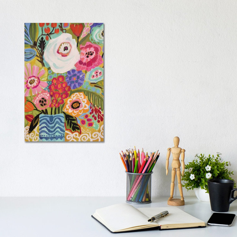 Fresh Flowers In Vase II by Karen Fields - Wrapped Canvas Print, 20.32 cm H x 30.48 cm W
