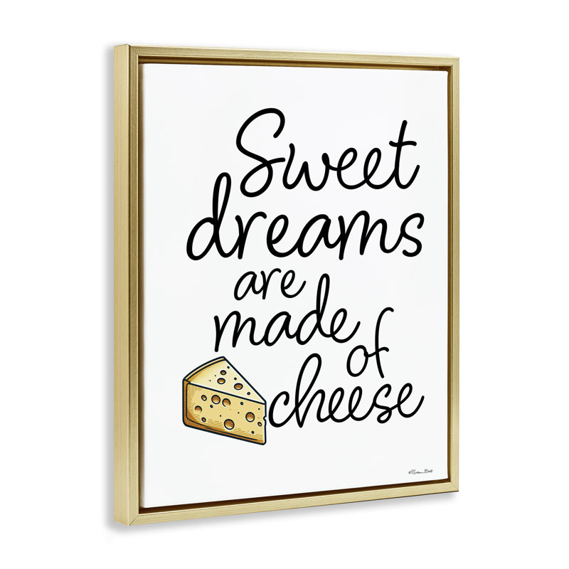 Cadre flottant Sweet Dreams Are Made Of Cheese, design par Susan Ball, H 21 po x l 17 po, Cadre flottant métallique doré