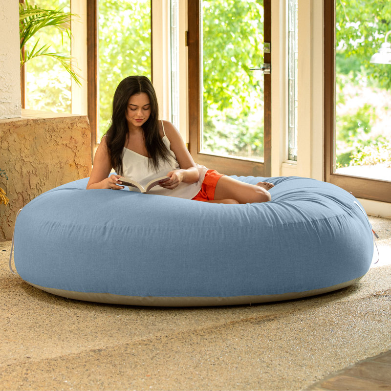 Stephonie Cocoon Sun Bed - Giant Outdoor Round Lounge for Resort Style & Beachfront Relaxation, Sunbrella Ocean Blue
