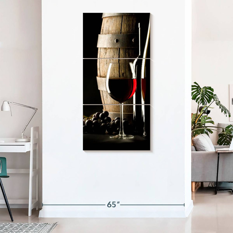 " Cabernet Wine " 3 - Pieces, 36" H x 75" W x 1.25" D