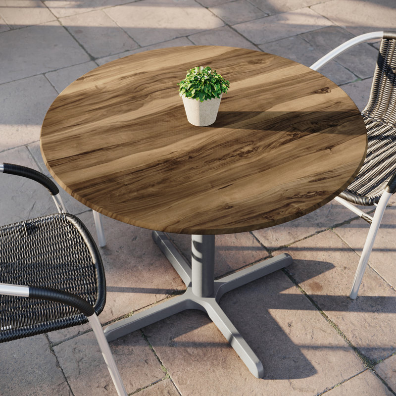 Plateau de table commercial sans soudure toutes saisons avec base entrecroisée, H 31 po x L 36 po x l 36 po, Bois naturel