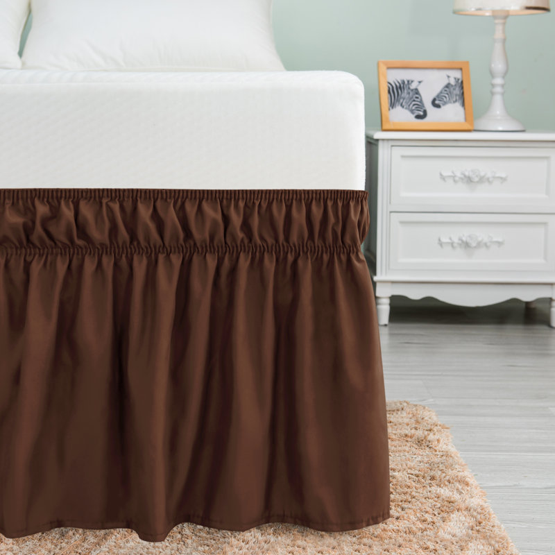  Jupe de lit enveloppante de 15 po avec volants, Très grand, Chocolat