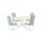 5 Piece Dining Table Set Includes an Oval Dining Room Table with Butterfly Leaf and 4 Baby Blue Linen Fabric Parsons Chairs, Linen White-1501350665-1501350666-1569182254