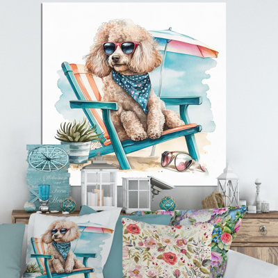 «Dog on Chair at the Beach III», reproduction sur toile