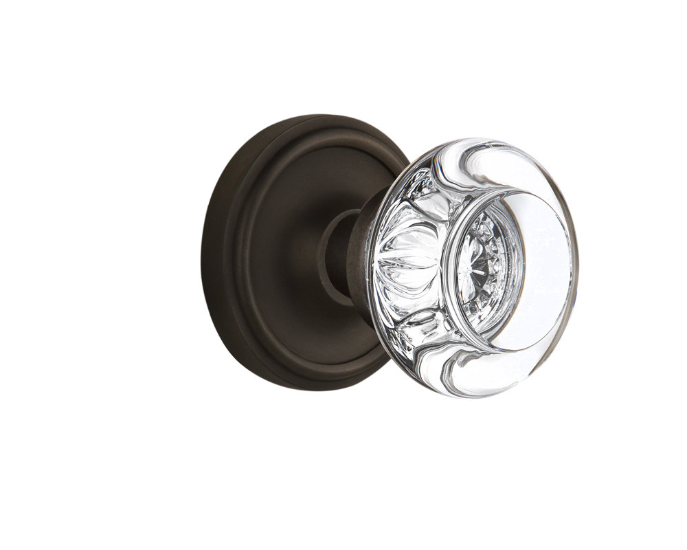 Classic Rosette with Round Clear Crystal Door Knob Nostalgic Warehouse 