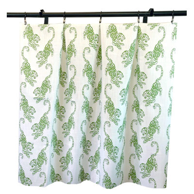 Green White Tiger Animal Print Curtains