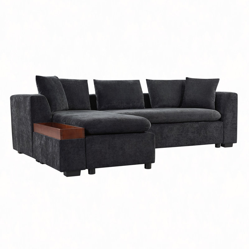 Canapé modulaire avec canapé de rangement en L 93,7 po, Noir