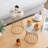 Set of 2 Vintage Brass-Tone and Whitewashed Wood Pedestal Display Risers – Round Decorative Dessert Stands