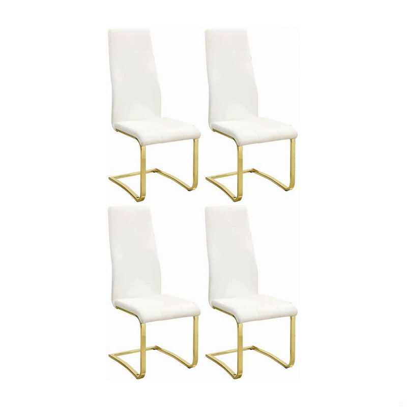 Set Of 4 Leatherette Upholstered Dining Chairs
