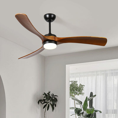 60-Inch 3-Blade Solid Wood Ceiling Fan Light