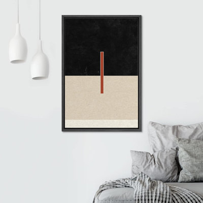 Motif géométrique art déco rouge et noir, formes abstraites, minimalisme, décoration murale nordique contemporaine sur toile