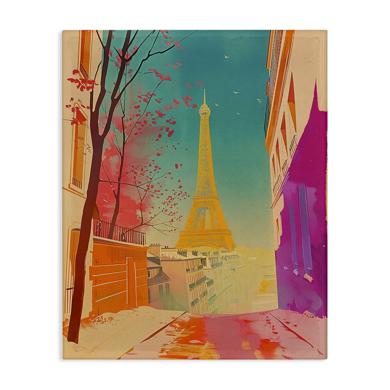 Art mural abstrait avec vue française par Sasha, H 20 po x l 16 po
