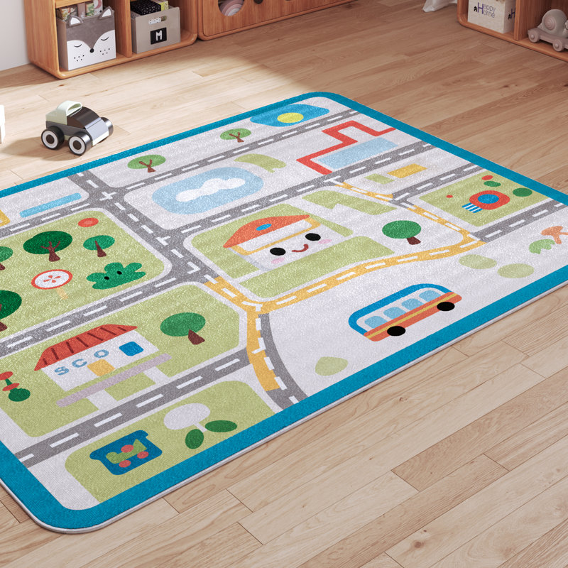 Velvet Multi-Color Area Rug Non-Slip & Soft, Kids Play Rug Non-Slip&Soft for Kids Room Playroom
