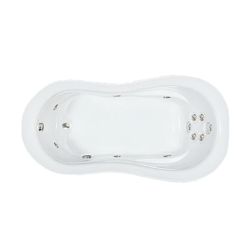 Baignoire tourbillon encastrée en acrylique avec drain réversible blanc L 74 po x l 41 po