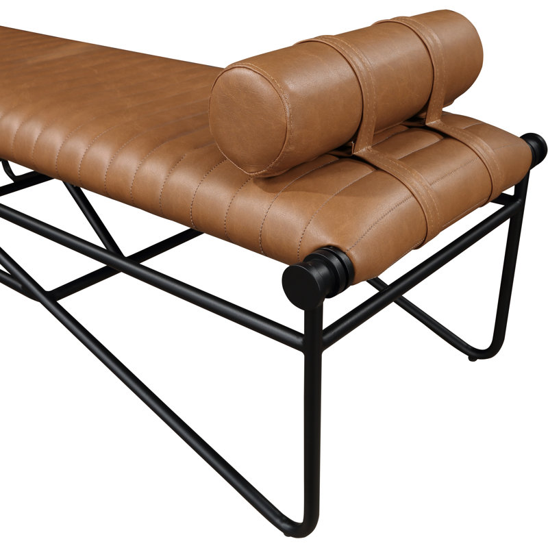 Banc en similicuir Gatsby Pollman, Cuir cognac végétalien