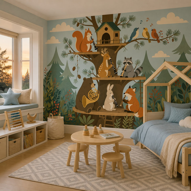 Papier peint Treehouse, Texturé non collé, 140 po x 108 po