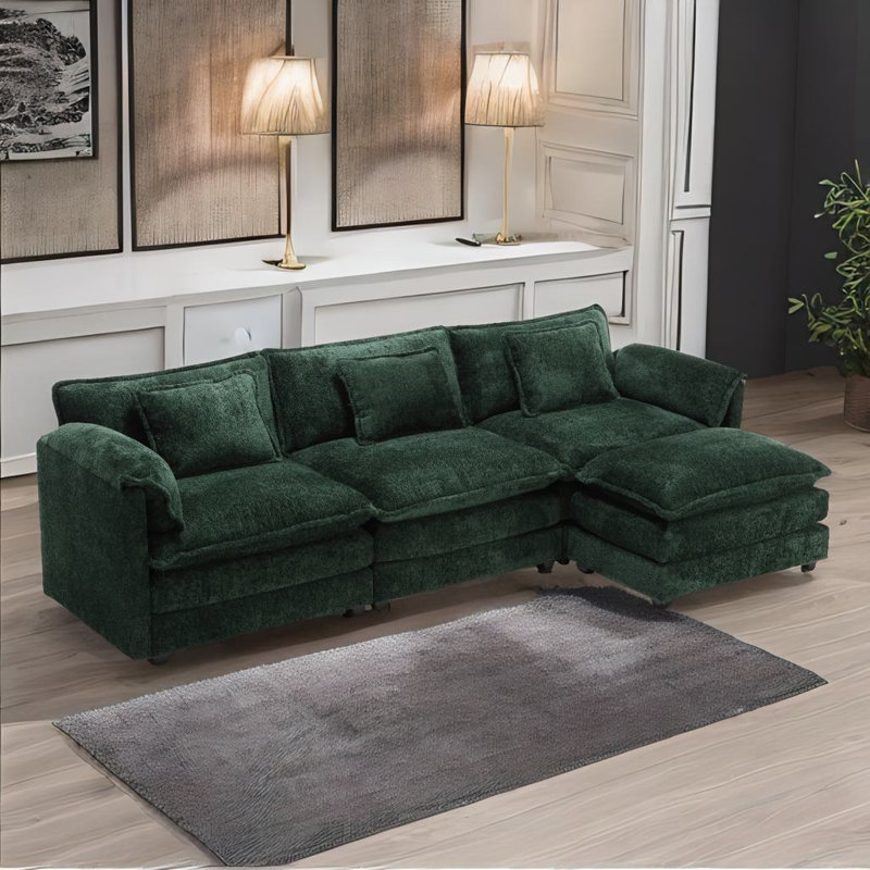 L-shape Sectional Sofa, Emerald