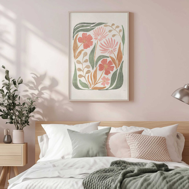 Motif de fleurs de corail II, Cadre de coin ouvert en zinc patiné, H 15,25 po x l 12,25 po
