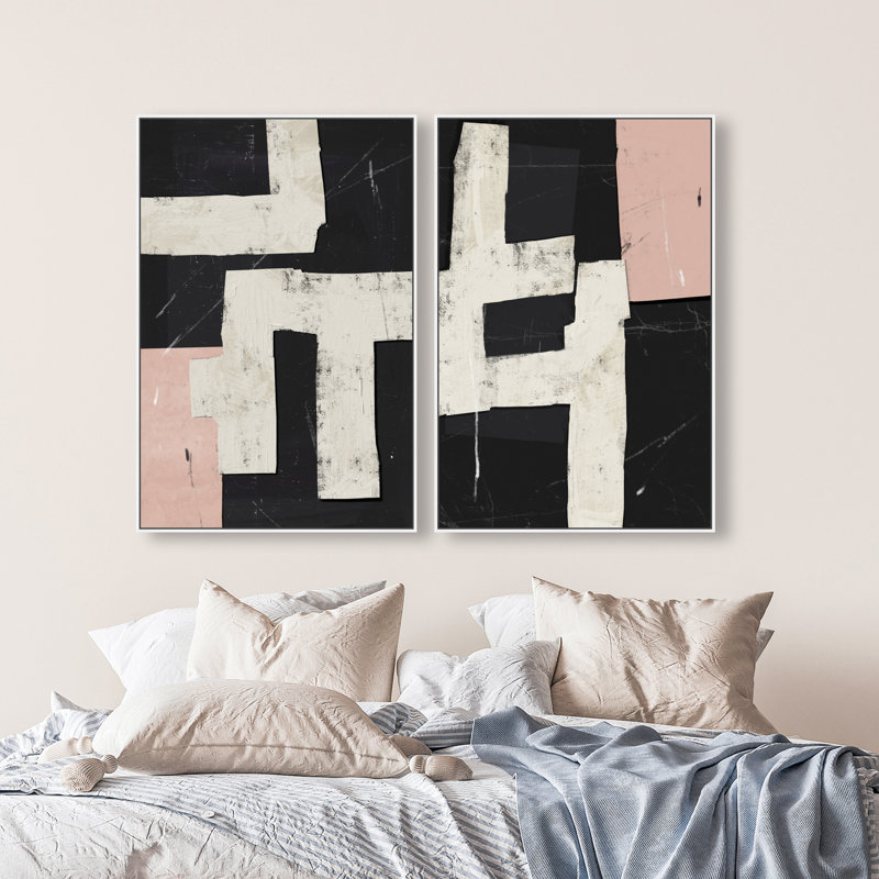 Placed Together Set Set by Oliver Gal, 31"H x 46"W, White Floater Frame