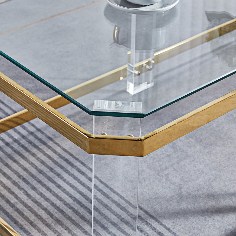 Forsett Glass Top Single Coffee Table, Gold