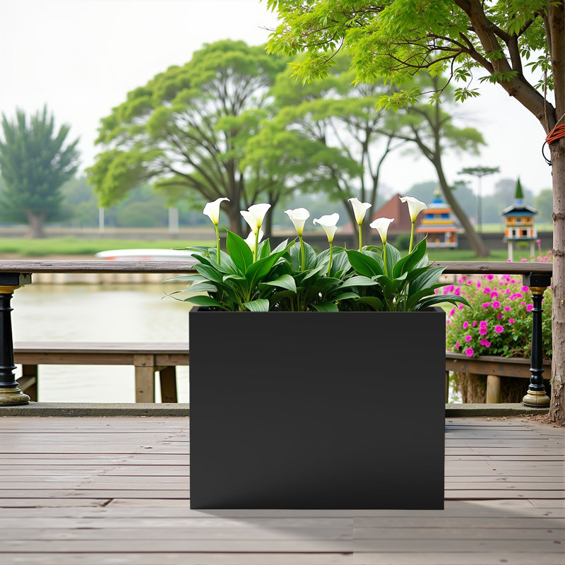 Jardinières rectangulaires en métal pour plantes d'extérieur, H 28 po x l 36 po x P 9 po, Noir