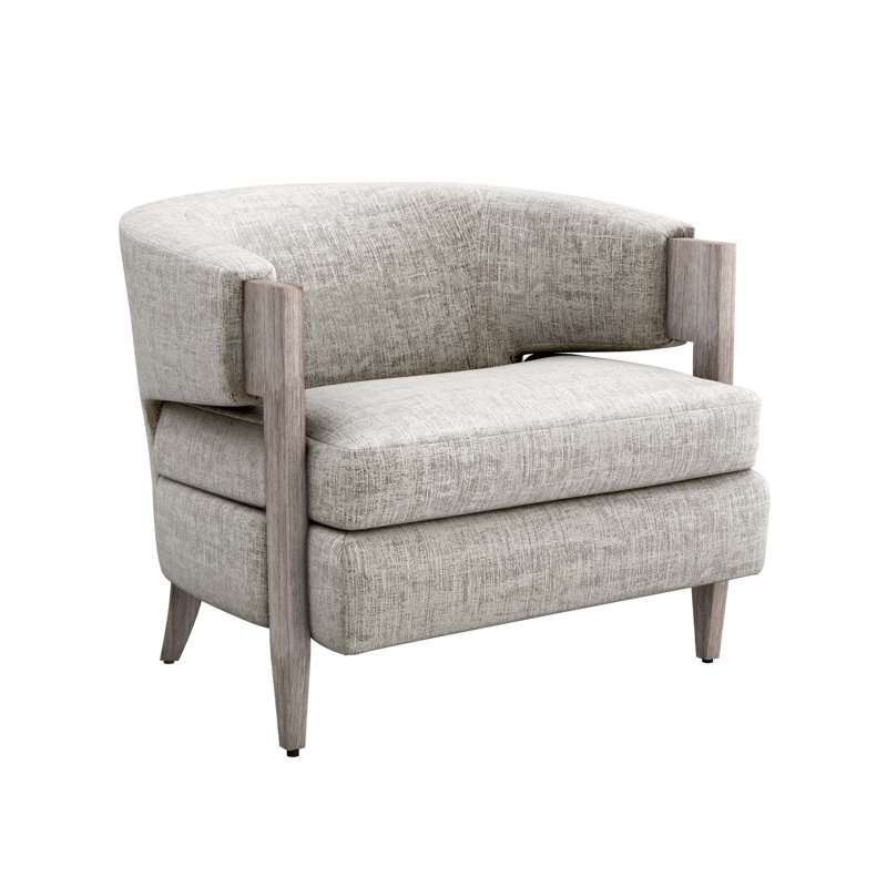 Fauteuil demi-tonneau Kelsey, Gris clair, Mélange de polyester tempête
